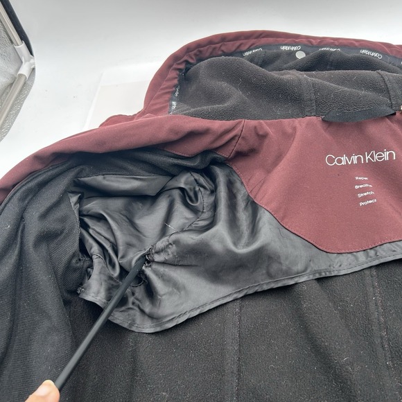 Calvin Klein Women's Burgundy Hooded Coat Jacket Medium Full Zipper Windbreaker - Picture 15 of 15